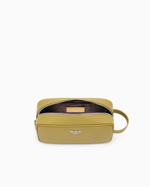Emporio Armani Yellow Saffiano Beauty Case With A Side Handle And Metallic Logo for men