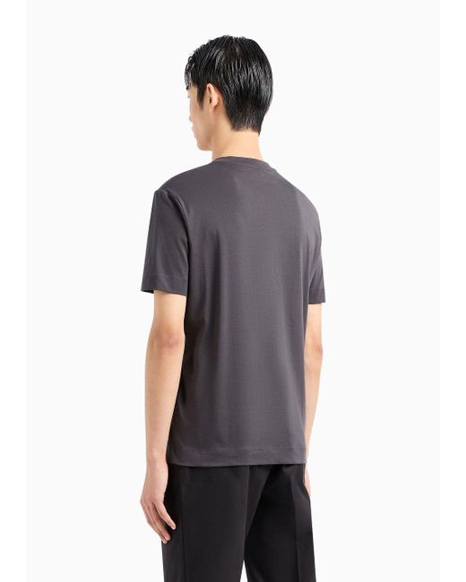 Emporio Armani Pima-jersey T-shirt With Flocked Logo Print in Black for Men