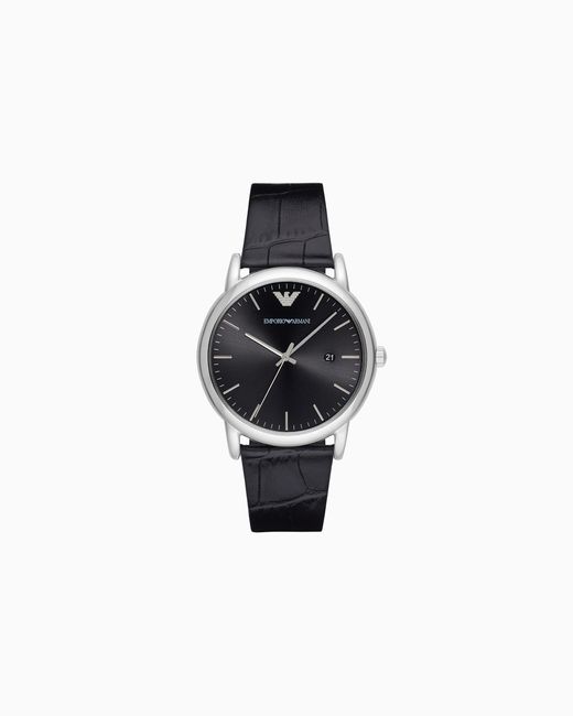 Orologio A Tre Sfere Con Datario E Cinturino di Emporio Armani in Black da Uomo