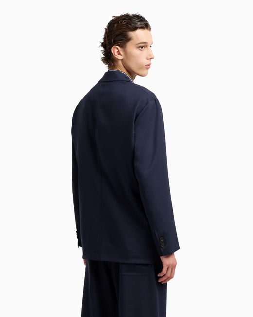 Blazer De Abotonadura Sencilla En Sarga De Lana Virgen Emporio Armani de hombre de color Blue