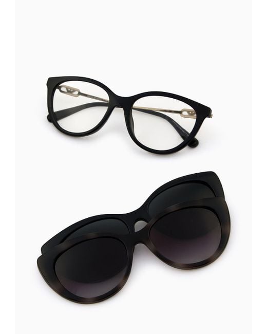 Emporio Armani Black Cat-eye-sonnenbrille Mit Wechselgläsern