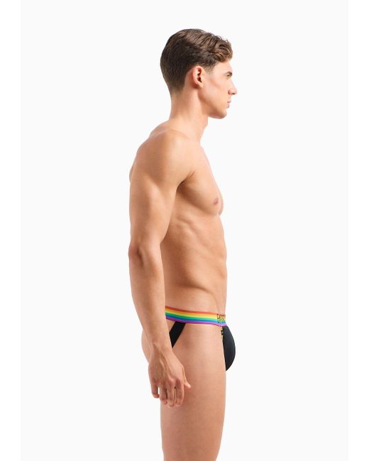 Emporio Armani Blue Two-pack Of Rainbow Logo And Print Jockstraps for men