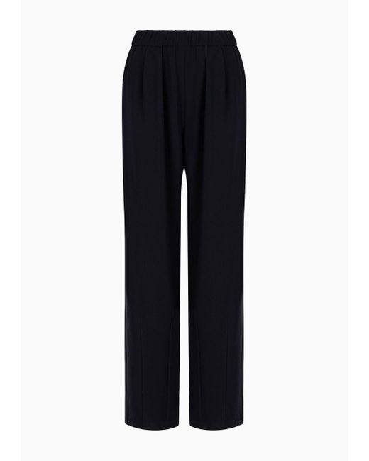Emporio Armani Black Technical-cady Trousers With Elasticated Waistband