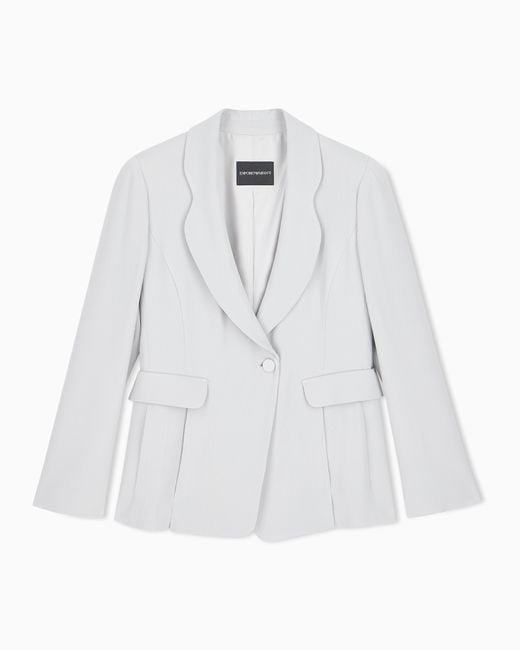 Emporio Armani White Single-Breasted Blazer