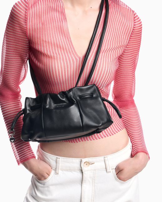 Borsa A Tracolla Piccola Con Coulisse di Emporio Armani in Black