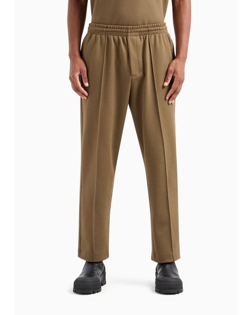 Pantalones De Chándal De Piqué Interlock Con Pliegues Emporio Armani de hombre de color Natural