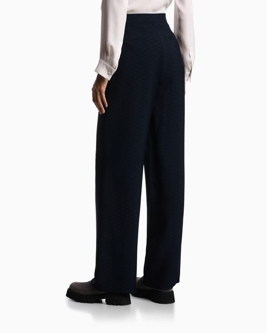 Emporio Armani Blue Icon Hose Aus Einem Stoff Mit Fließender Struktur