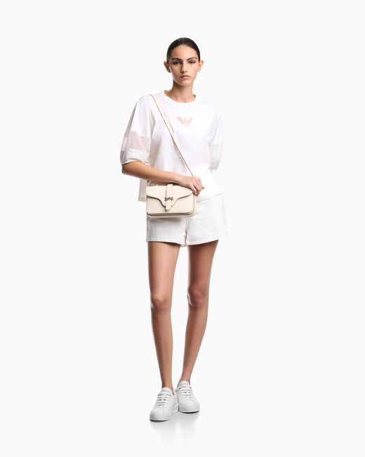 Emporio Armani White Supima Jersey T-Shirt With Mesh Insert