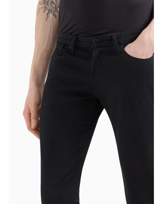 Emporio Armani Black J06 Stretch-twill Slim-fit Trousers for men
