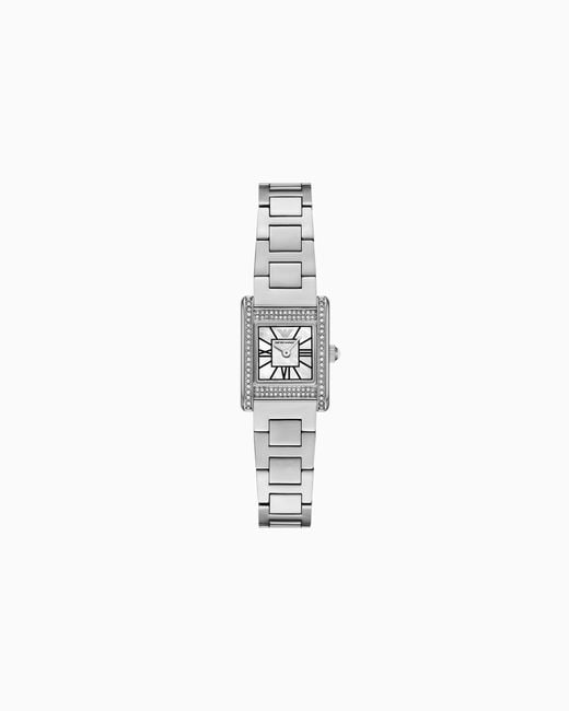 Emporio Armani White Two-Hand Stainless Steel Watch