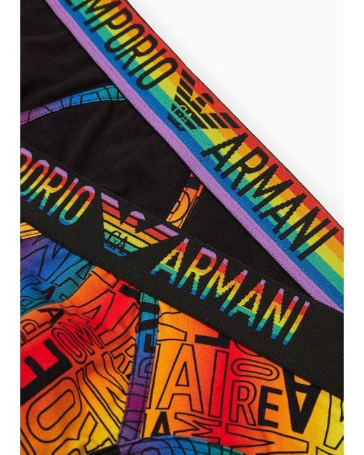 Emporio Armani 2er-pack Slips Mit Print Und Regenbogen-logo in Blue für Herren