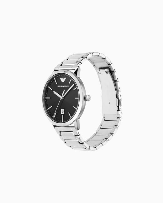 Reloj De Acero Inoxidable Con Tres Manecillas Y Visualización De Fecha Emporio Armani de hombre de color White