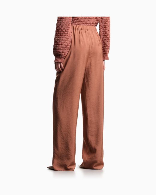 Emporio Armani Brown Icon Modal Muslin Elasticated-Waist Trousers