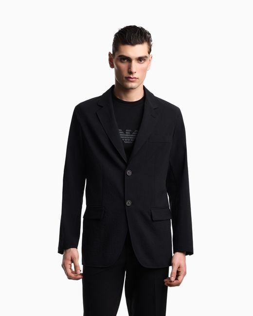 Emporio Armani Black Single-Breasted Jacket for men