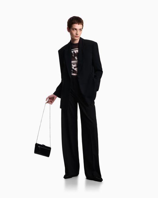 Emporio Armani Black Mesh Jumper With All-Over Photographic Prints