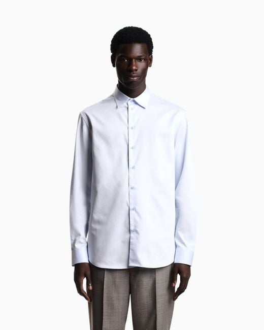 Emporio Armani White Cotton Poplin Shirt for men