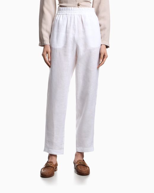 Pantaloni Con Vita Elastica di Emporio Armani in White