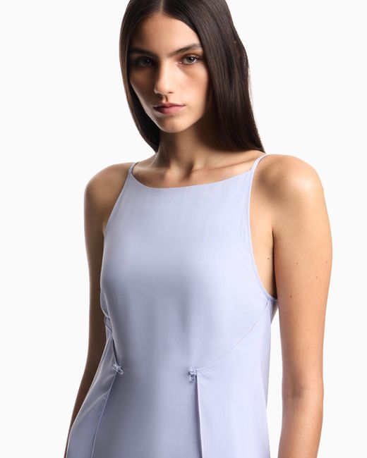 Emporio Armani White Long, Technical Georgette Dress