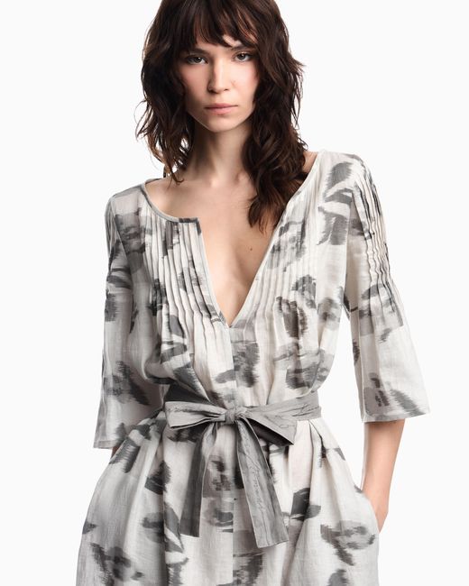 Emporio Armani White V-Neck Dress