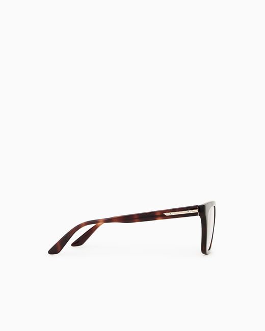 Emporio Armani White Cat-Eye Sunglasses With Clip-On Lenses
