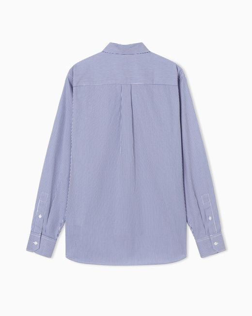 Emporio Armani Blue Travel Essential Striped Button-Down Shirt for men