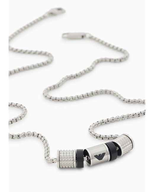 Emporio Armani White Onyx Rondelle Necklace for men