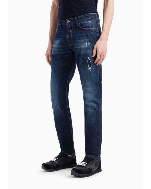 Jeans J06 Slim Fit In Denim Made In Italy di Emporio Armani in Blue da Uomo