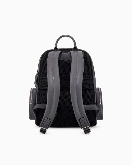 Emporio Armani Gray Backpack With A Metallic Logo And-Tone Zips for men