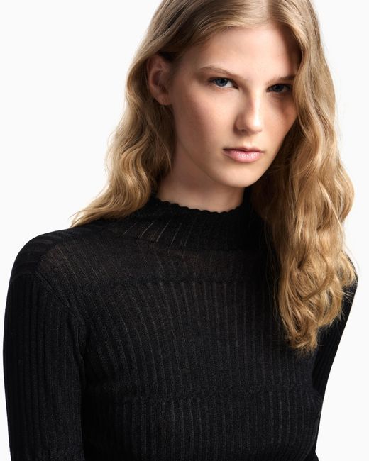 Jersey De Lúrex Con Efecto 3D Emporio Armani de color Black