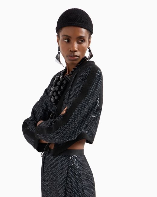 Emporio Armani Blue Butterfly Tulle Bolero With All-Over Sequins