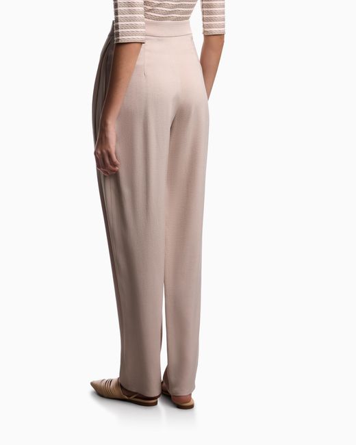 Emporio Armani White Washed Twill Trousers With Side Crease