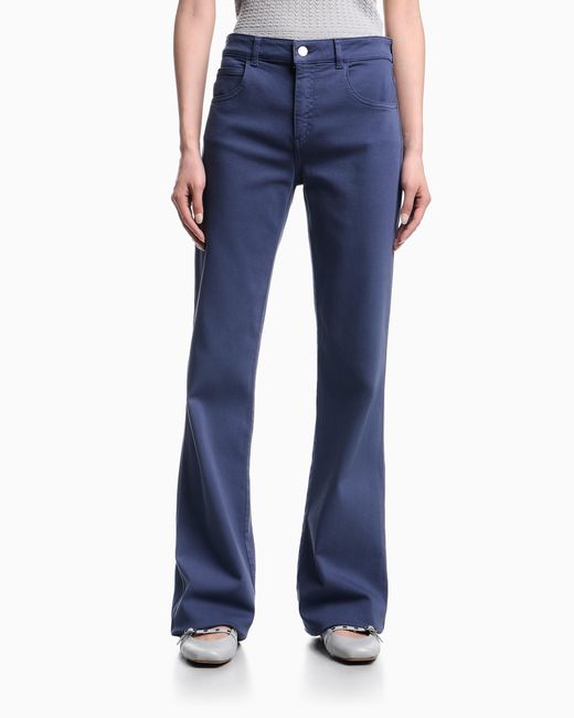 Vaqueros J9D De Cintura Media Con Bajo Acampanado En Mezcla De Viscosa Teñida En Prenda Emporio Armani de color Blue