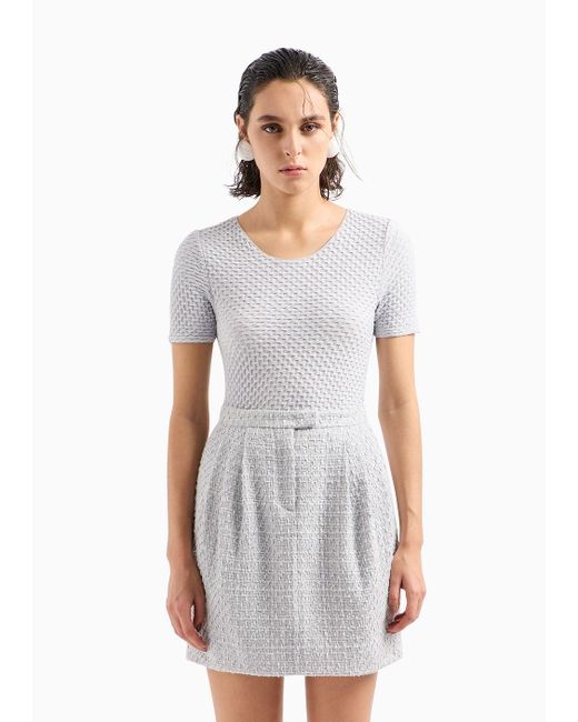 Emporio Armani White Lurex Tweed Skirt With Darts