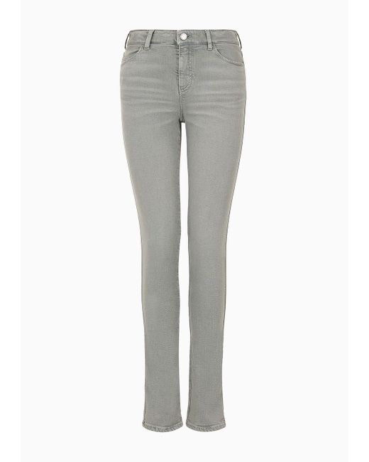 Emporio Armani Gray Jeans J18 Mit Hohem Bund Und Schmalem Bein, Aus Stückgefärbtem Stretchgewebe