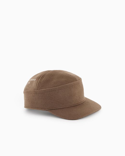 Gorra En Paño De Lana Con Logotipo Bordado Emporio Armani de hombre de color Brown