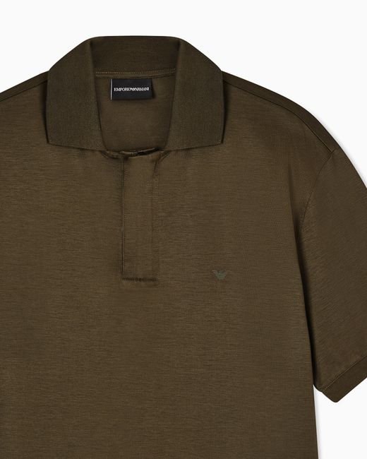 Emporio Armani Green Travel Essential Lyocell-Blend Jersey Polo Shirt for men