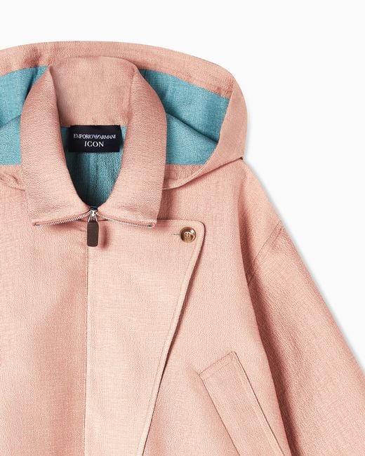 Emporio Armani Pink Icon Basketweave Fabric Hooded Blouson