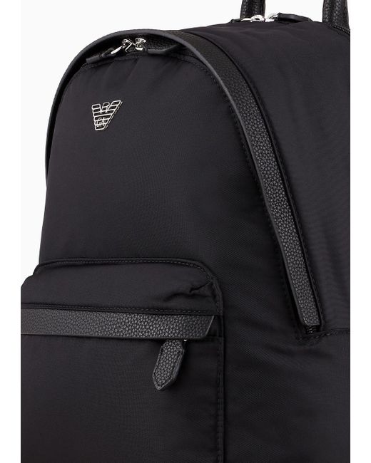 Emporio Armani Black Travel Essential Rucksack Aus Recyceltem Nylon