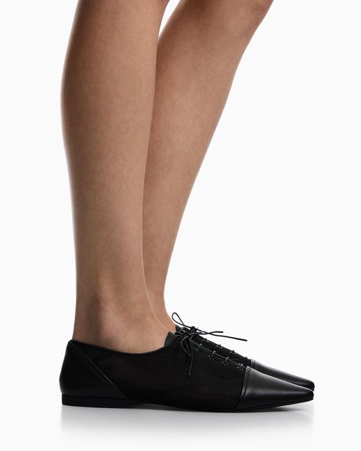 Emporio Armani White Pointed-Toe Mesh Lace-Ups