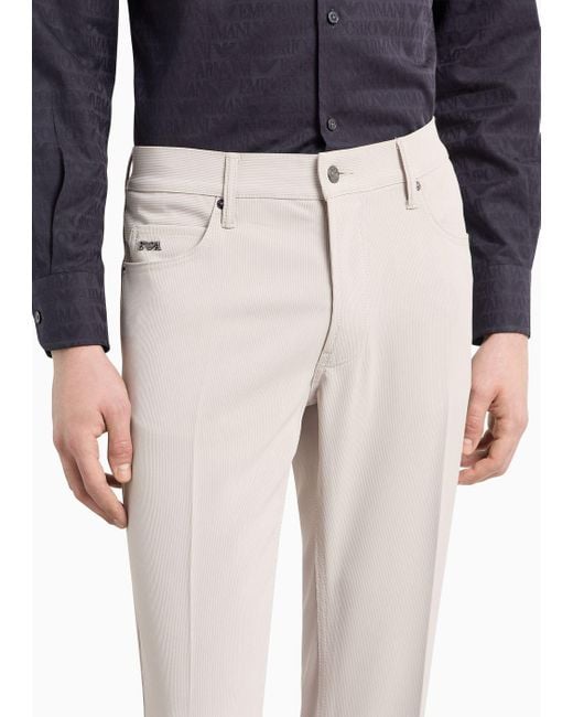 Pantalon Cinq Poches J05 Coupe Slim En Tissu Canneté Emporio Armani pour homme en coloris Natural
