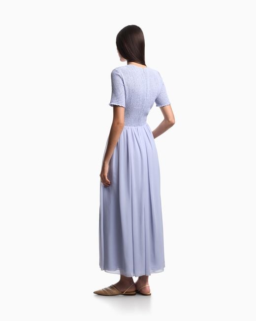 Emporio Armani Blue Short-Sleeved Long Dress