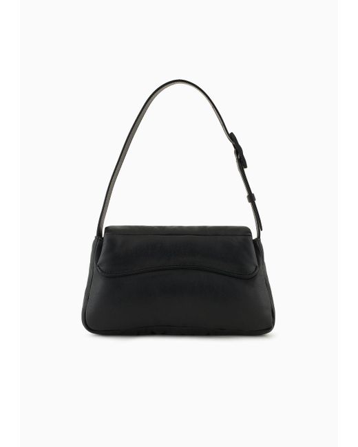 Emporio Armani Black Baguette Shoulder Bag In Puffy Nappa Leather