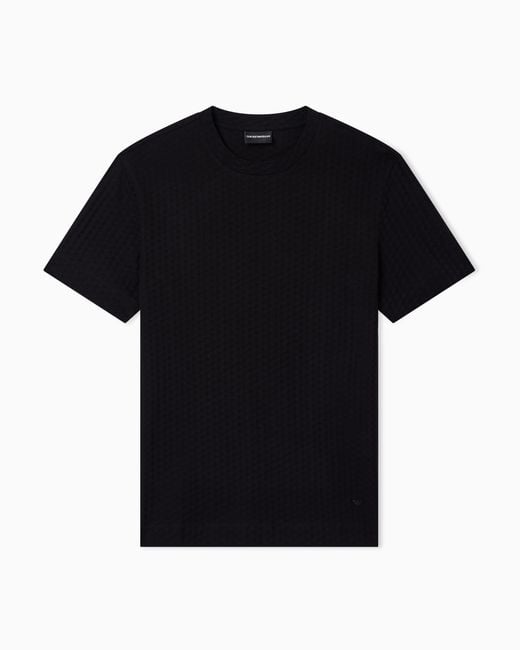 Emporio Armani Black Asv Jersey T-Shirt With Jacquard Logo for men