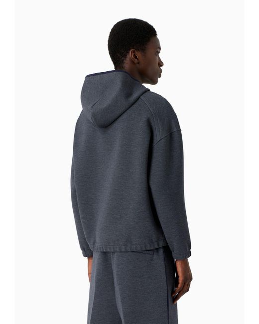 Emporio Armani Sweatshirt In Comfort Fit Aus Technischem Jersey Mit Kapuze Und Ea-logo-stickerei in Gray für Herren