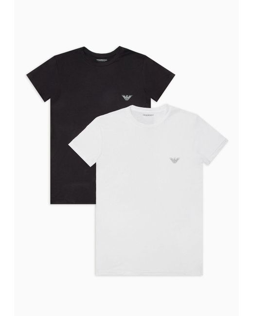 Emporio Armani Black Two-pack Of Asv Slim-fit Loungewear T-shirts In Soft-touch Eco-viscose for men