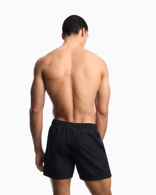 Emporio Armani Black Swim Shorts With Logo Tape for men