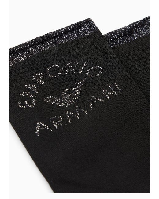 Calze In Misto Viscosa Con Logo Lurex di Emporio Armani in Black