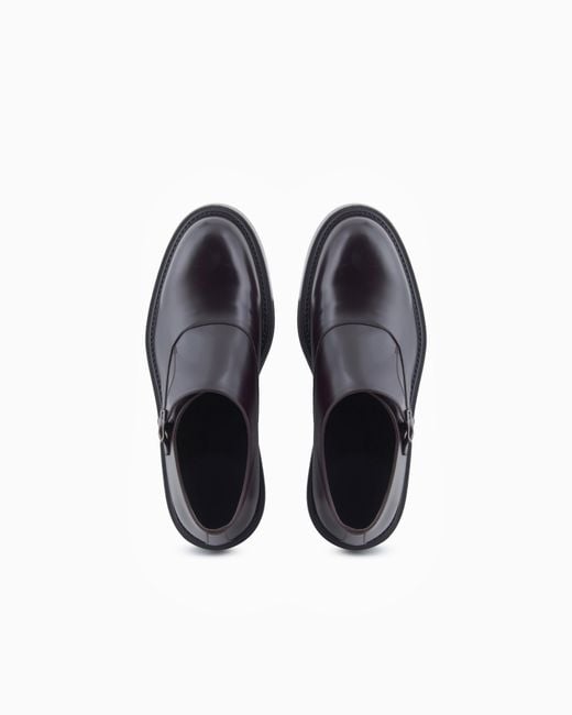 Emporio Armani White Brushed Leather Monkstraps for men