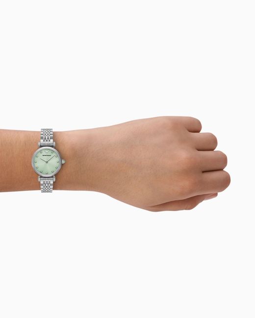 Emporio Armani White Two-Hand Stainless Steel Watch