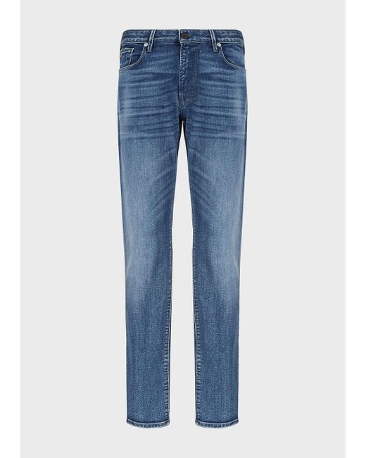 Emporio Armani J06 Slim-fit Light-blue Denim Jeans for men
